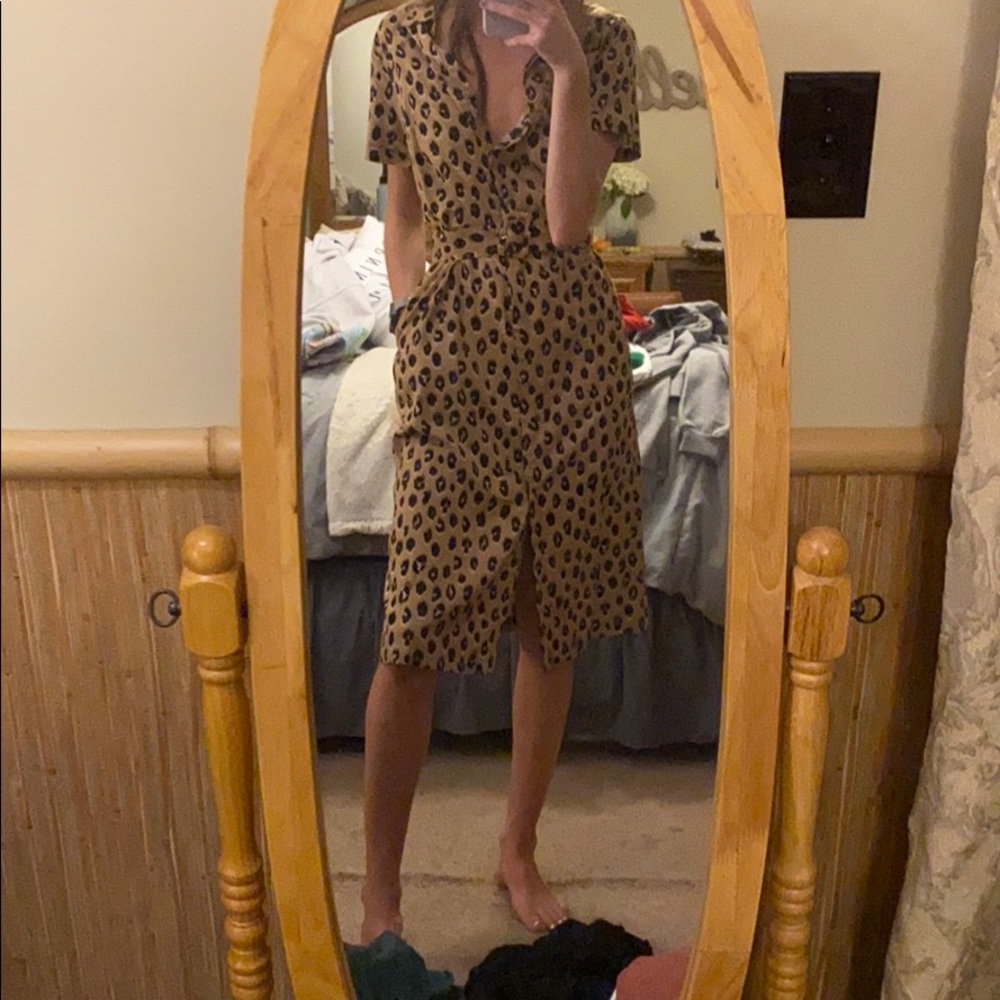 A New Day Leopard Midi Belted Dress